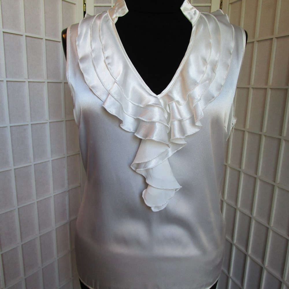 White Silky Ruffled Top